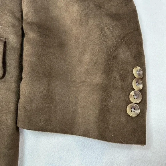 Nautica Sport Coat Mens 48R Brown Faux Suede Blazer Jacket Three Button Prep - Picture 3 of 16